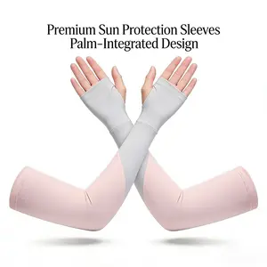 Cooling Ice Silk Arm Sleeves with Fingerless Design 1 Pair Summer UV Protection High Elastic Breathable Soft for Outdoor Cycling Driving Fishing Hiking Golf and All Summer Sports Activities