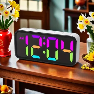 Super Loud Alarm Clock for Heavy Sleepers Adults,Digital Clock with 13 Color NightLight,Adjustable Volume,USB Charger,Small Clocks for Bedrooms，Bedside, Desk, Shelf,Ok to Wake Up for Teens