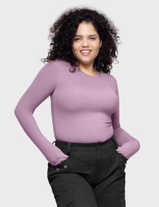 PUMIEY Long Sleeve Basic Tee Women's Crew Neck Slim Fit Tops Streetwear Minimalist Double Layer Compression Tee Casual Cloud Going outfits Office Outfits Women Elegant Classy tops Cute Fall outfits Summervibes summerwins
