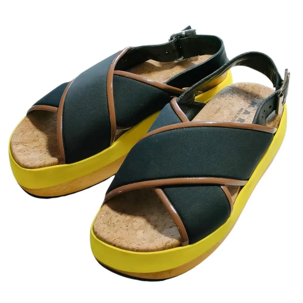 Pre-owned MARNI Calfskin Small Leather Goods Leather Wedge Sandals