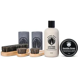 Saddle Cleaning Kit (Saddle-Soap + Leather Cleaner + Brushes + Cloths) - Clean Saddles Bridles Boots Reins Straps and Other Tack Leathers - Proudly Made in the USA