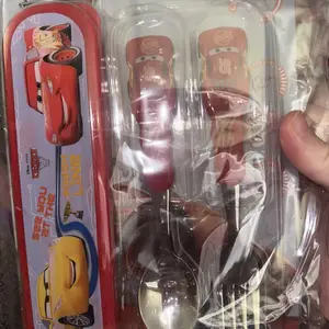 Disney Officially Licensed 3D Spoon & Fork Set, 3pcs Lightning McQueen, Stitch, Mickey Mouse, Zootopia Judy & Toy Story Buzz Lightyear, Food-Grade Non-Slip Handles with Portable Case for Outdoor Picnics, Kindergarten & Family Dinners, Birthday Parties