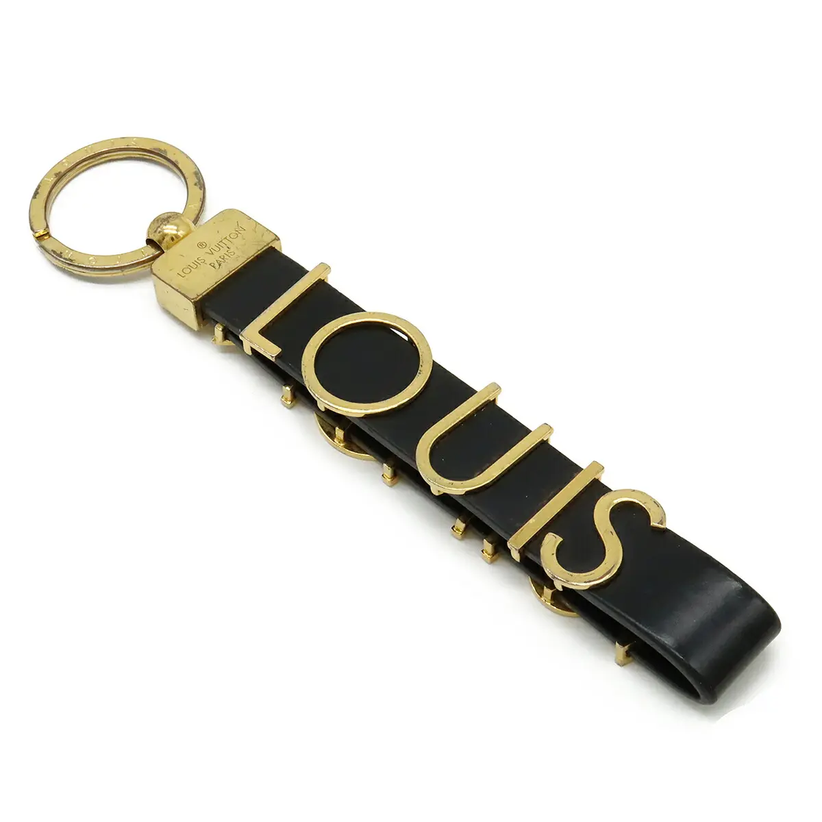 Pre-owned Louis Vuitton Calfskin Small Leather Goods Porte Cles Dragonne Lettering Leather Key Holder