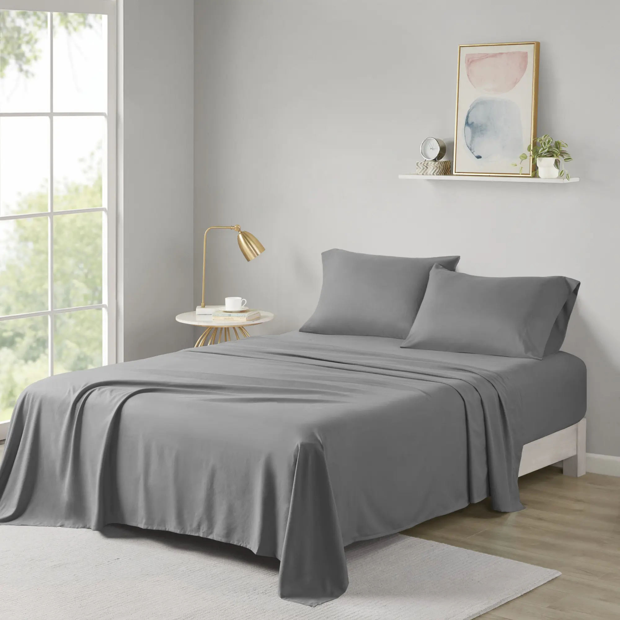 Twin Size 4-Piece Microfibre Fitted Bed Sheets Set with 12" Pockets, Wrinkle-Resistant Soft All-Season Bedding, Matching Pillowcases, Machine Washable