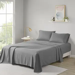 4 Piece Microfiber Bed Sheet Set Wrinkle Resistant, Soft Sheets with 12" Pocket, Modern, All Season, Cozy Bedding-Set, Matching Pillow Case