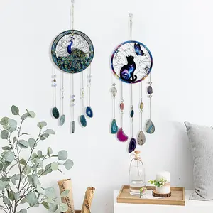 Acrylic Graffiti Home Decoration, Crystal Sunshine Catcher, Natural Agate Crystal Chain Hanging Decoration, Unique Birthday Gifts for Family And Friends