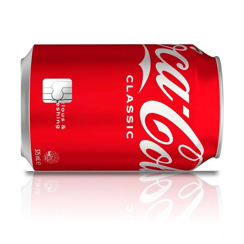 Classic Red Soda Can Card Skin, Retro Cola Inspired Debit Credit Card Sticker, Funny Beverage Design, Unique Wallet Accessory Gift