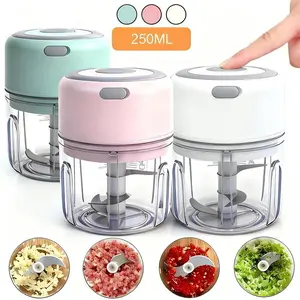 Electric Garlic Chopper, USB Rechargeable Mini Portable Vegetable Chopper, Garlic Grinder Masher, Wireless Food Processor for Ginger, Chili, Fruit, Meat, Household Appliances