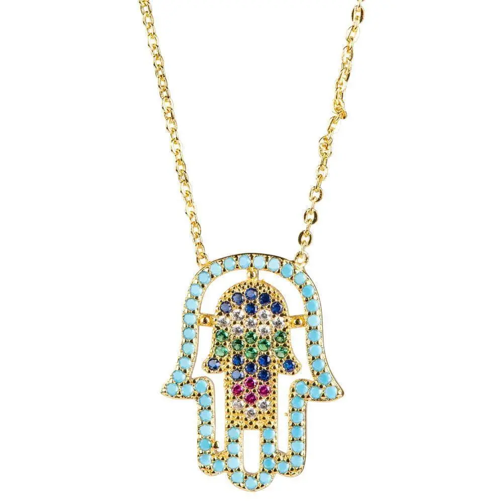 Hand of Fatima 18k plated necklace