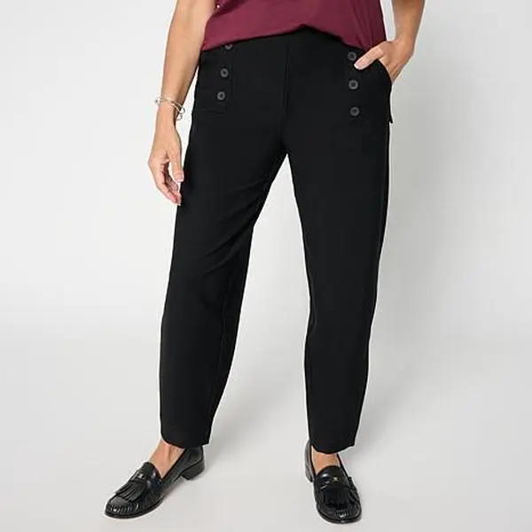 MarlaWynne WynneLayers Essential Crepe Knit Lantern Hem Ankle Pant