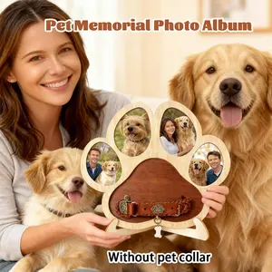 Pet Memorial Paw Photo Frame 4 Photo Collage Display for Dogs & Cats, Dog Keepsake Picture Frame with Collar/Harness Holder, Durable Build, Home Accessory,Sympathy Gift for Pet Loss, Pet Enthusiast Commemorative Gift