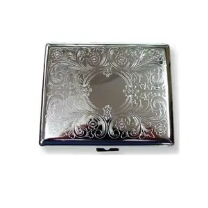 Retro Cigarette Case Victorian Style Metal Holder, Credit Card Holder Pocket Security Wallet, Large Rfid Protective Wallet with Etched Pattern Vintage Style Wallet