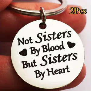 2PCS Elegant Stainless Steel Friendship Keychain: Perfect Birthday