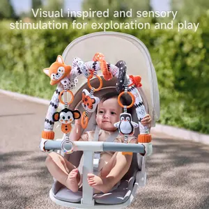 TUMAMA Black and White Baby Stroller Arch Toys - Removable Spiral Hanging Rattle Toys, High Contrast Car Seat and Stroller Toys for Baby 0 3 6 9 12 Months