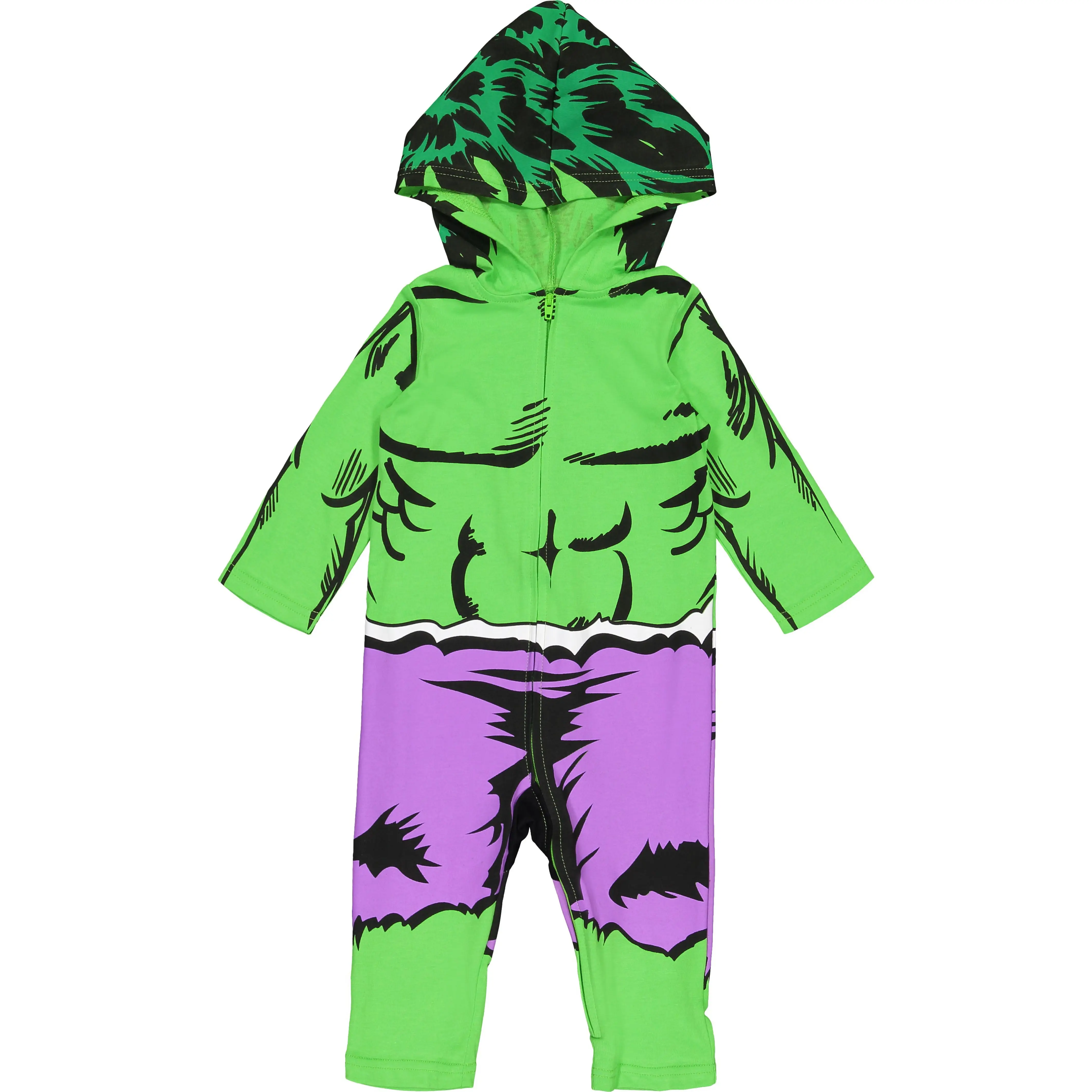 Marvel Avengers Theme Superheroes 1-Piece Hooded Full-Length Suit with Character Print, Toddler to Little Kid Boys' Costume