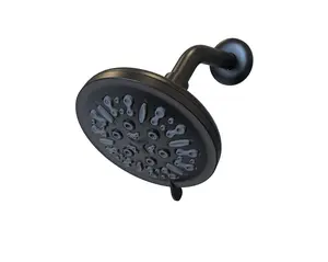 LiveWell Fixed 8 Spray Function Shower Head with EZ Clean Silicone Spray Nozzles Matte Black