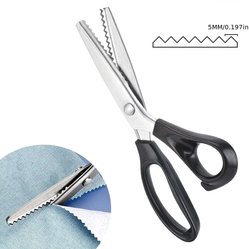 Stainless Steel Pinking Zig‑Zag Scissors, Serrated Anti‑Fray Fabric Shears, Create Neat Zigzag Edges for Sewing, Dressmaking, Lace & DIY Crafts, Sharp Durable Sewing Craft Supplies for Home Crafters