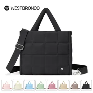 【limited stock】WESTBRONCO Bubble Puffer Tote Bag Medium Quilted Crossbody Diaper Shoulder Purse Waterproof Travel Essentials Women's Shoulder Handbag Gift Idea Lightweight Tote Bag Puffy Casual Trendy Tote Bag