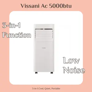 Vissani 5000 BTU Portable Air Conditioner, 3-in-1 Cool Dehumidifier Fan with Remote Control, 24H Timer Low Noise AC Unit, Cools Up to 150 Sq Ft, Easy Install White, Like New