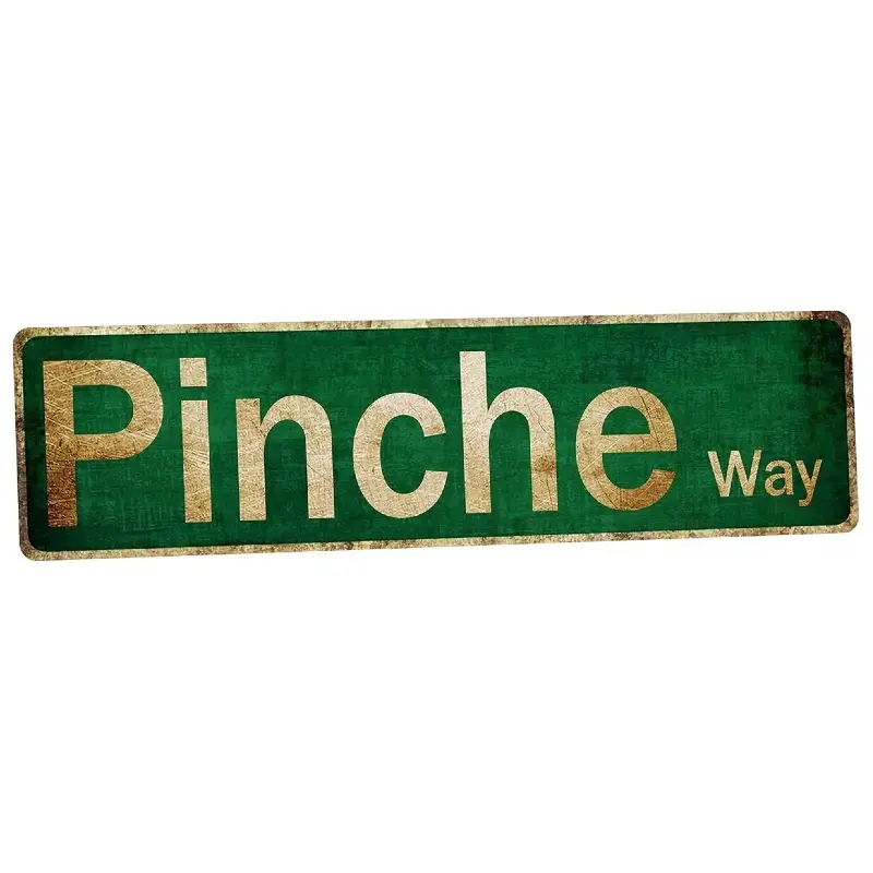 1pc 'Pinche Way' Street Sign Wall Hanging Decorative Metal Tin Sign Vintage Garage Signs Wall Art Plaque Poster 16"x4" For Ben Dover Lane Room Home Bar Pub Cafe Indoor Home Decoration Home & Outdoor Wall Decorations Home Decor Products