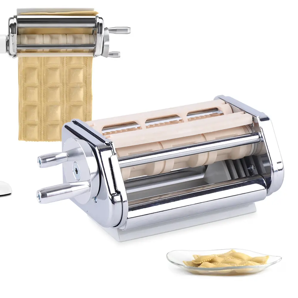 3-IN-1 Pasta Attachment & Ravioli Attachment for KitchenAid Stand Mixers, Pasta Maker Accessories included Pasta Sheet Roller, Spaghetti Cutter and Ravioli Maker Attachment