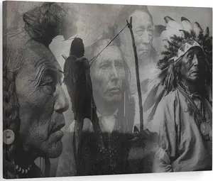 Indian Native Chief Canvas Wall Art Framed Poster Print Black And White Cacique Native American Pictures Wall Decor Home Bedroom Living Room Decoration SHJY-02306