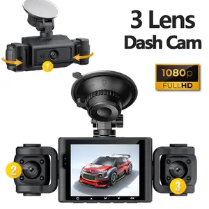 1080P HD Car Dash Cam, 3 Channel Front & Rear View Recording, Night Vision, 24/7 Parking Monitoring, Car Dvr Recorder, Triple Car Camera