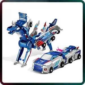 Hotfree Magnetic Dinosaur Transformer Car 2-in-1 Collision Automatic Transforming Toy STEM Toy Birthday Christmas Gift for Boys Girls