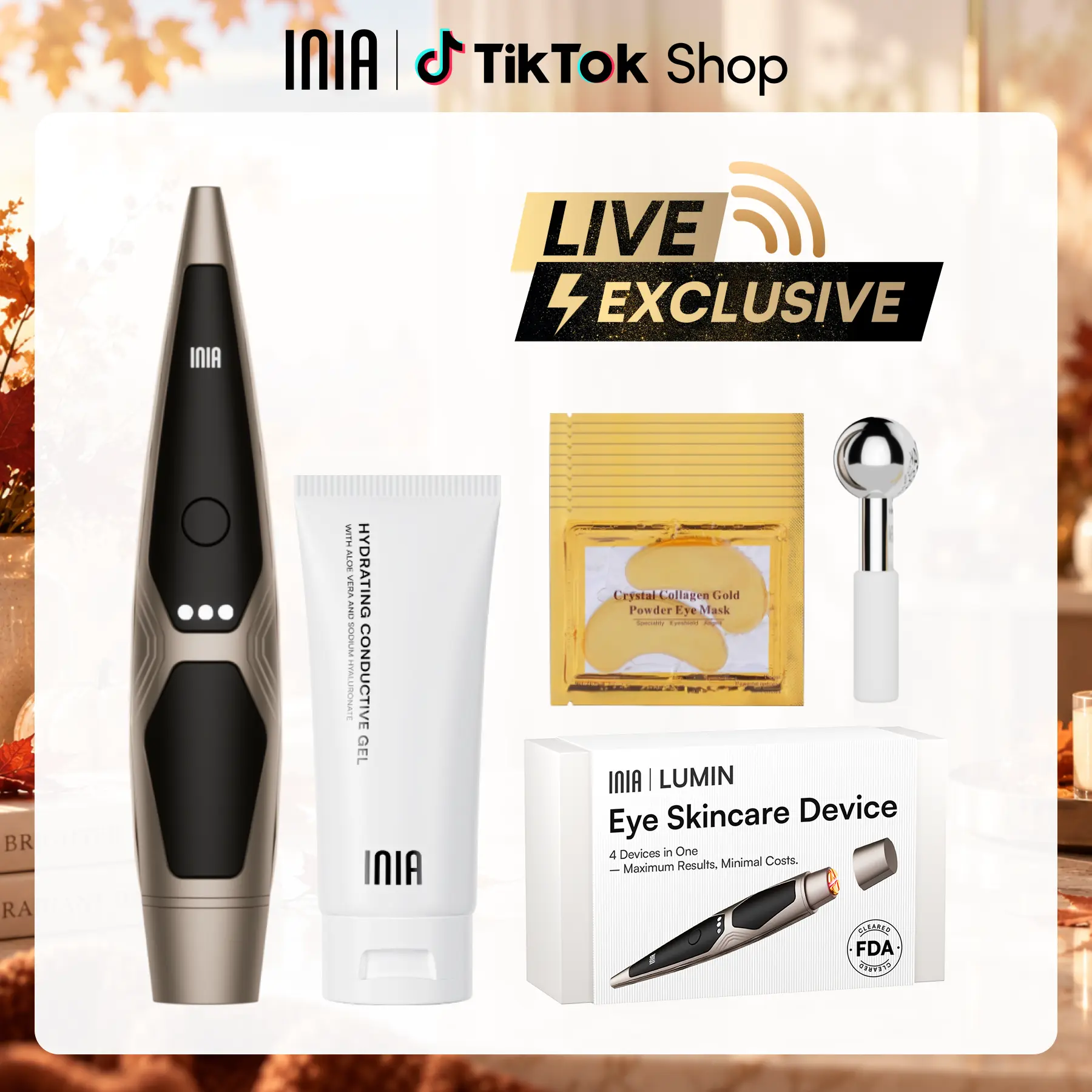 【LIVE EXCLUSIVE】INIA LUMIN 4-in-1 Eye Skincare Wand – 3 Mins a Day for Fewer Lines in 14 Days & Less Puffiness in 21, FDA-Cleared, Spa-Level Results at a Fraction of the Price, Lift & Brighten Eyes in Just Weeks,Summer Beauty Gift Ideas,sohochic