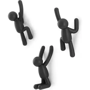 Wall Hooks – Decorative Wall Mounted Coat Hooks for Hanging Coats, Scarves, Bags, Purses, Backpacks, Towels and More, Set of 3, Black
