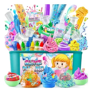 DIY Slime Kit for Kids Girls – Make Glitter, Crunchy, Butter, Foam & Cloud Slime with Mermaid Add-Ins, Foam Balls, Charms, Party Favors, Easter Gift & Toys for Ages 3-12