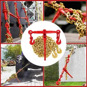 Chain Binder Set Grade 70 Heavy Duty Ratchet Binder Cargo Tie Down Trailer Load Transport Kit G70 Alloy Steel Truck Trailer Security Corrosion Resistant Industrial Load Securing