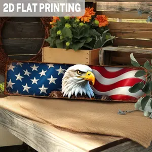 1PC 2D Flat - American Farmhouse Metal Wall Hanging, Patriotic American Flag Design, Vintage Indoor/Outdoor Decoration, Used for Garage, Man Cave, Office, Holiday Decoration, 9.98x 39.98cm , Metal Outdoor Decoration