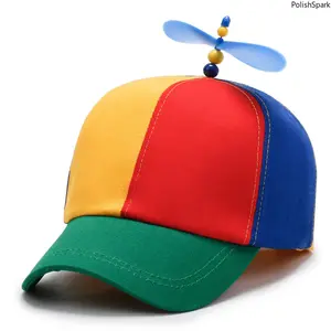 Funny Rainbow Propeller Baseball Cap for Adults, Adjustable Cotton Helicopter Sun Hat, Cute Color Block Casual Cap for Outdoor Travel Daily Wear