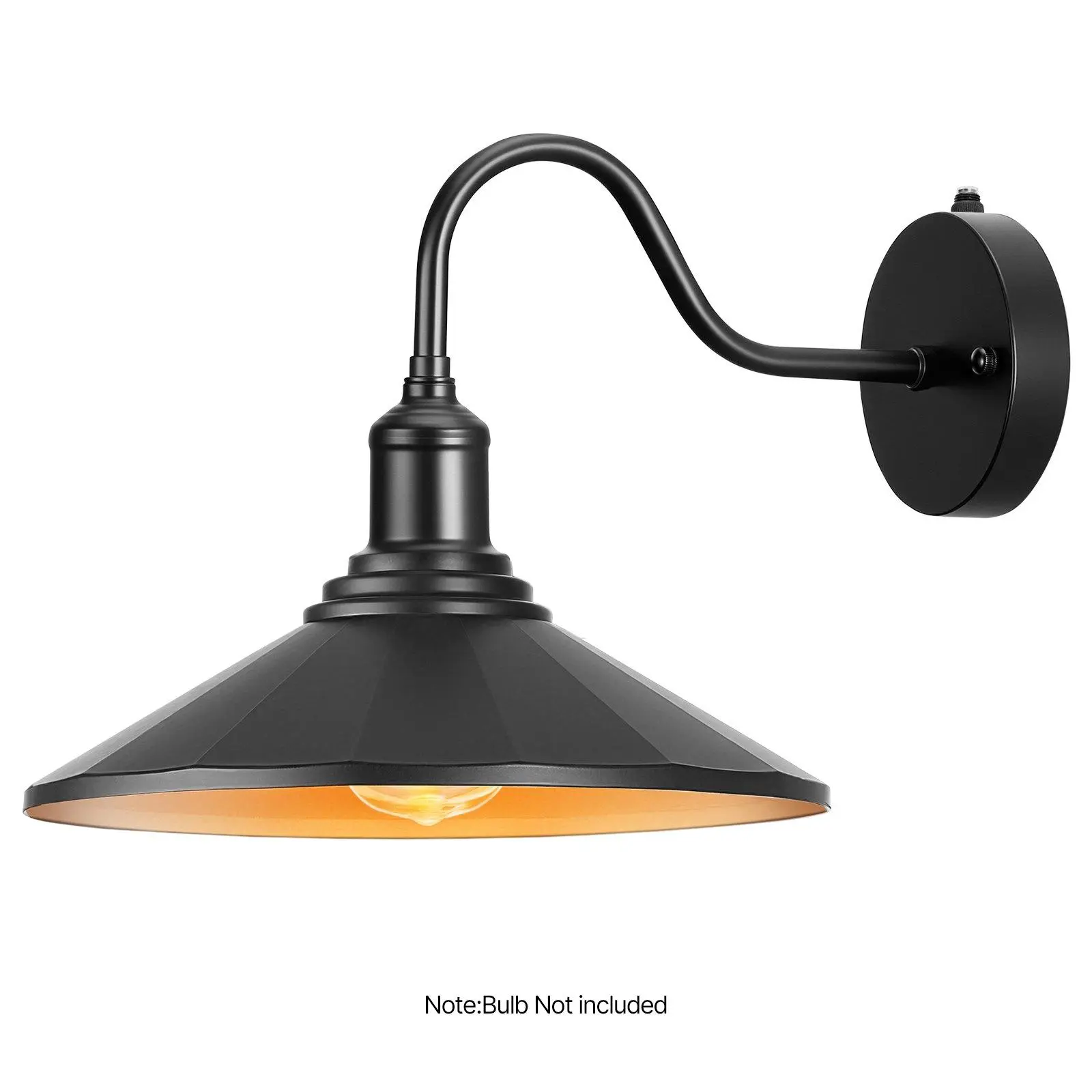 2-Pack Black Outdoor Barn Light - 11.5 in Diameter Farmhouse Gooseneck Wall Sconce, Dusk to Dawn Anti-Rust Exterior Fixture, E26 Bulb Compatible for Porch, Garage