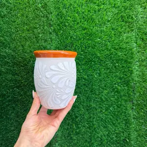 Cantarito Relieve Mediano color Blanco Boca Café Only Sets. (Cielito Lindo).