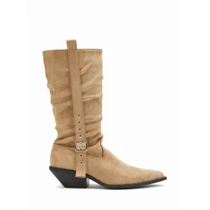 Cider  FAUX SUEDE BUCKLE POINTED TOE BOOTS