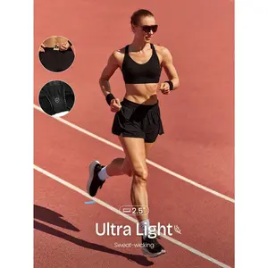 GLOWMODE 2.5" VitalSwift Mile Maker Lightweight Quick-Dry Odor Control Built-In Briefs Adjustable Waist Running Shorts Jogging Training Gym Studio Outdoors Daily Active Wear
