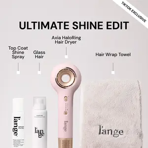 L'ANGE HAIR - Ultimate Shine Edit - Axia HaloRing Hair Dryer • Glass Hair Thermal Blowout Primer • Top Coat Shine Spray • Grey Hair Wrap