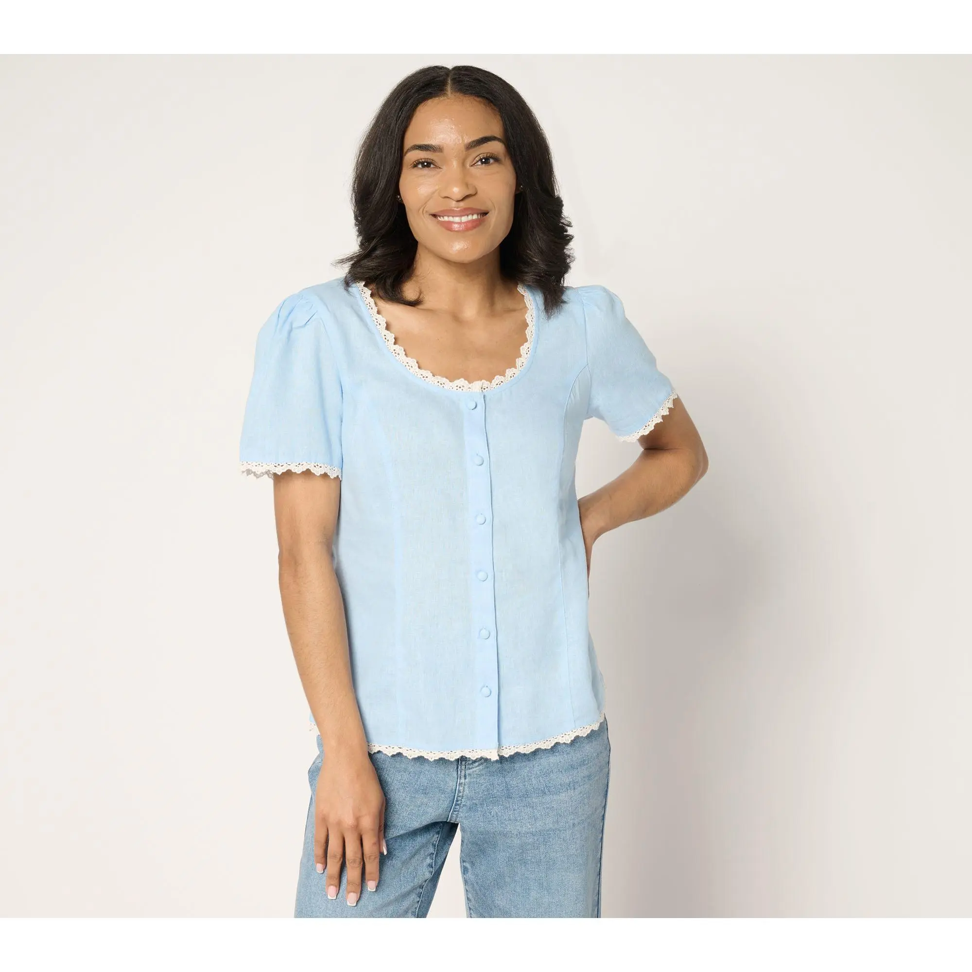 Me by Jennie Garth Lizzy Lou Linen Blouse