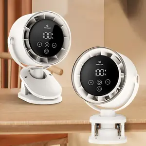 Smart Clip Fan with Digital Display, USB Charging, Silent Oscillating High Wind, Desktop Wall Mount Dual Use, Dorm Office Air Circulation
