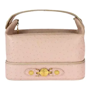 Pre-owned VERSACE Calfskin Tote Bags Sunburst Embossed Leather Handbag