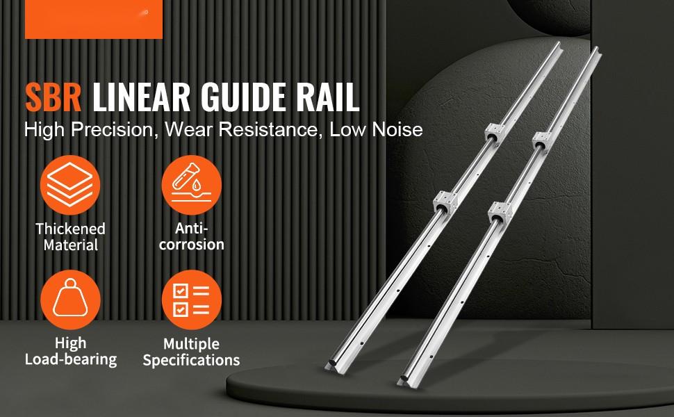 Linear Guide Rail Set SBR20 1500mm (59in) For Automated Machines 2 Pieces SBR20 Guide Rails, 4 Pieces SBR20UU Slide Blocks, Linear Rails And Bearings Kit For DIY CNC Router Projects For Industrial Use And Advanced DIY Applications