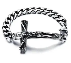 Jesus Cross Bracelet, Titanium Steel Men's Bracelet