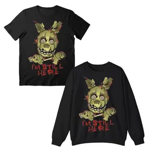 I'm Still Here Springtrap Find Nights Fredyy Short Sleeve T-Shirt, Halloween Merch, Y2k Vintage Shirt, One Side, Unisex Menswear Top Tee, Heavy Cotton