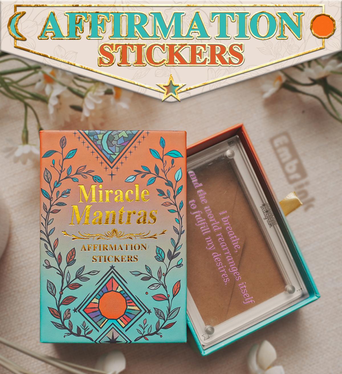 Affirmation Stickers Set Inspirational Quote Stickers with Magnetic Acrylic Display Board and 3 Mini Display Frames Positive Word Decals for Mirror Journal Laptop Desk Decor Self Love Motivation Gift Box with 30 Transparent Affirmation Cards