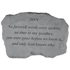 212 MAIN Kay Berry Inc. 99820 Garden Stone, Outdoor Memorial Decor - "No Farewell Words Were Spoken" Inscription, 16in x 10.5in x 1.5in