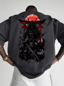 Tokyo Samurai Graphic Men's Summer Casual Short Sleeve T-Shirt, New Arrival for Spring & Fall Seasons, Stylish Streetwear Tee