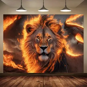 Lion Judah Tapestry Religious Symbol Backdrop Faith Theme Wall Hanging Photography Background Spiritual Decor for Living Room Bedroom Indoor Outdoor Event Decoration