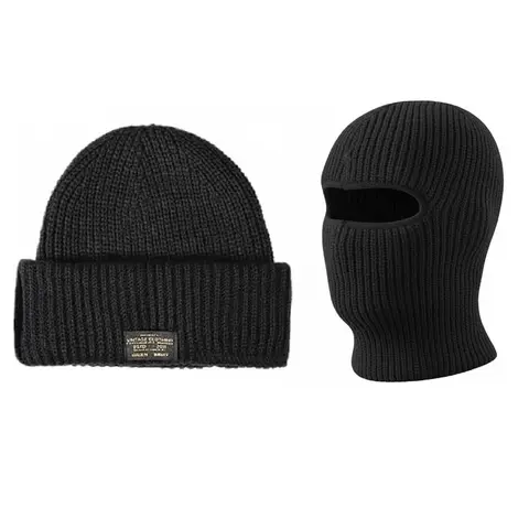 2-in-1 Knitted Cotton Balaclava Mask - Convertible Full Face Ski Mask, Beanie for Motorcyclists, Outdoor Sports Warm Protective Gear